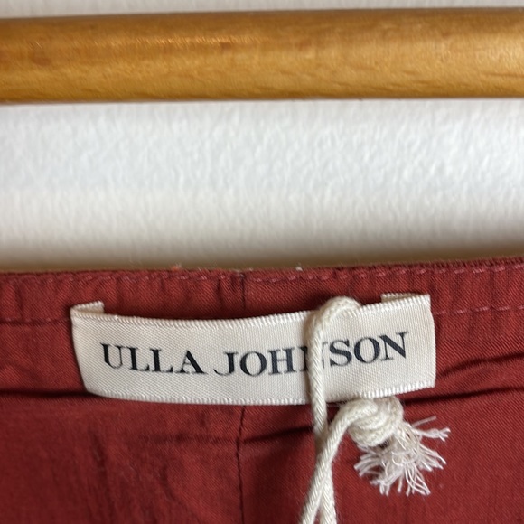 Ulla Johnson Denia Belted Topstitched Cotton-Twill Peplum Top Size: 4 - Picture 6 of 7